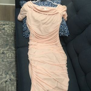 venus ruched mesh bodycon dress